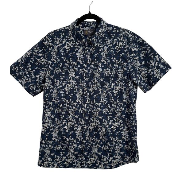 Wallin & Bros Men's Size Lg Tropical Resort Floral Button Down Stretch Shirt - Picture 1 of 11